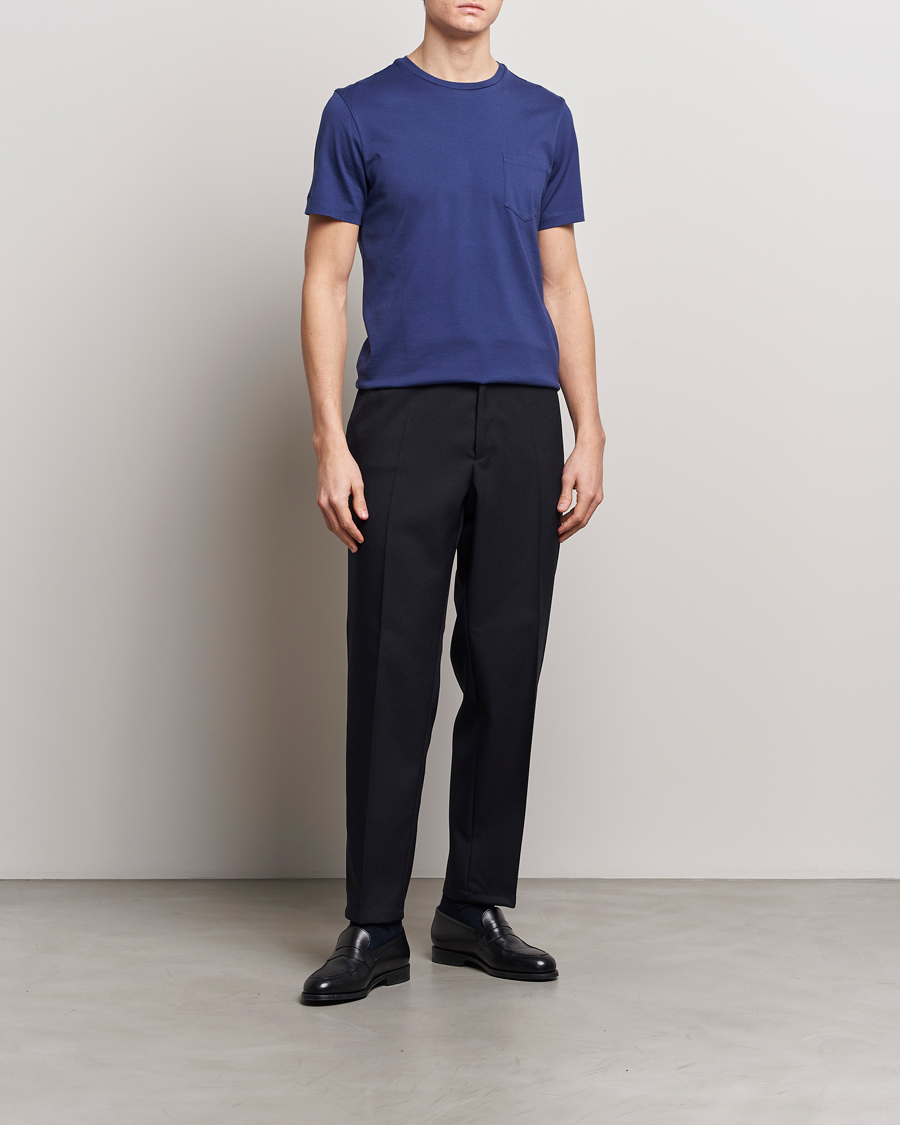 Herre |  | Ralph Lauren Purple Label | Garment Dyed Cotton T-Shirt Spring Navy