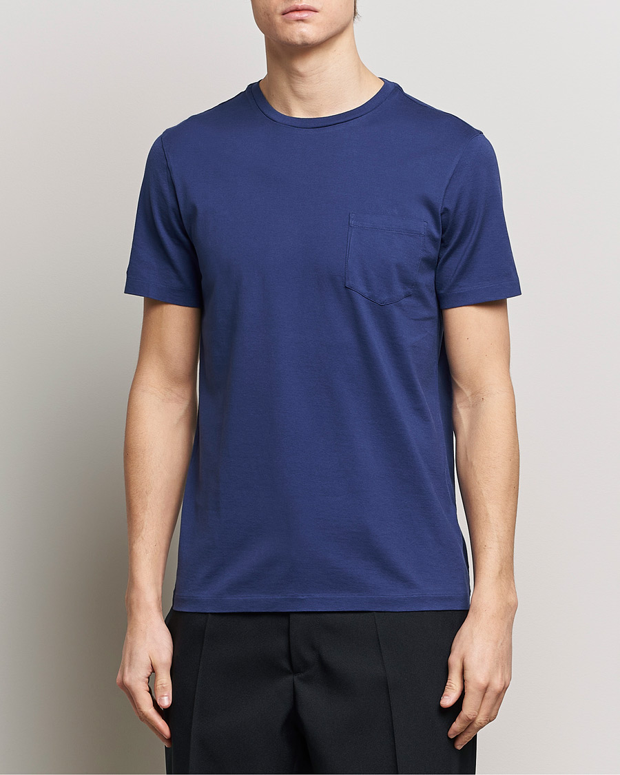 Herre |  | Ralph Lauren Purple Label | Garment Dyed Cotton T-Shirt Spring Navy