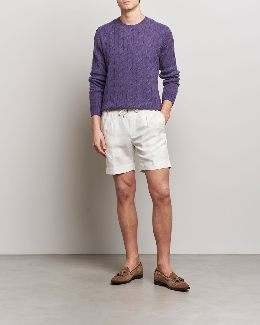 Herre |  | Ralph Lauren Purple Label | Linen/Silk Drawstring Shorts White