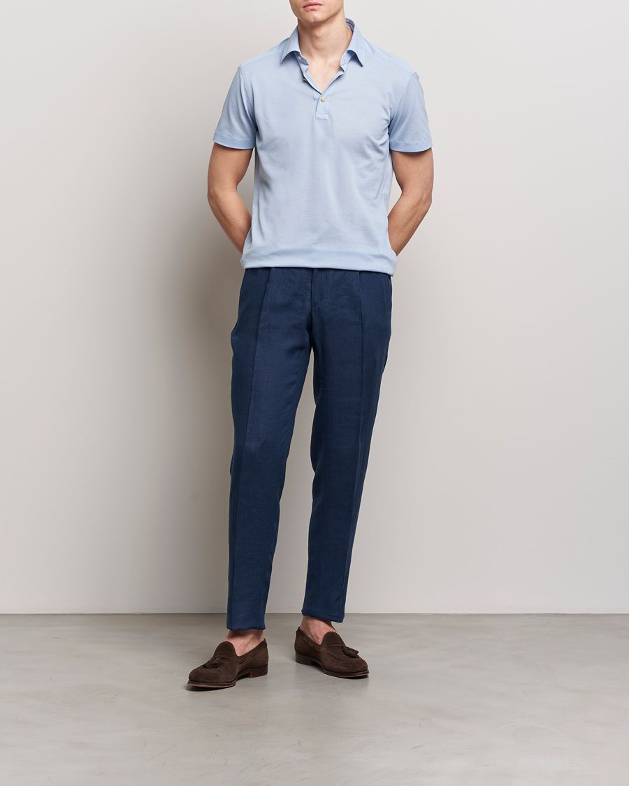 Herre |  | Kiton | Pure Linen Drawstring Trousers Dark Blue