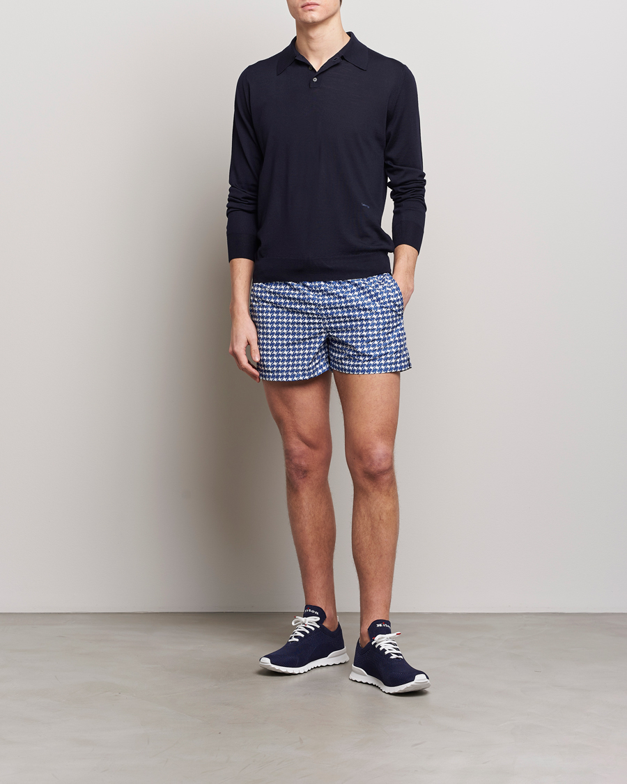Herre | Badeshorts | Kiton | Printed Nylon Swim Shorts Navy