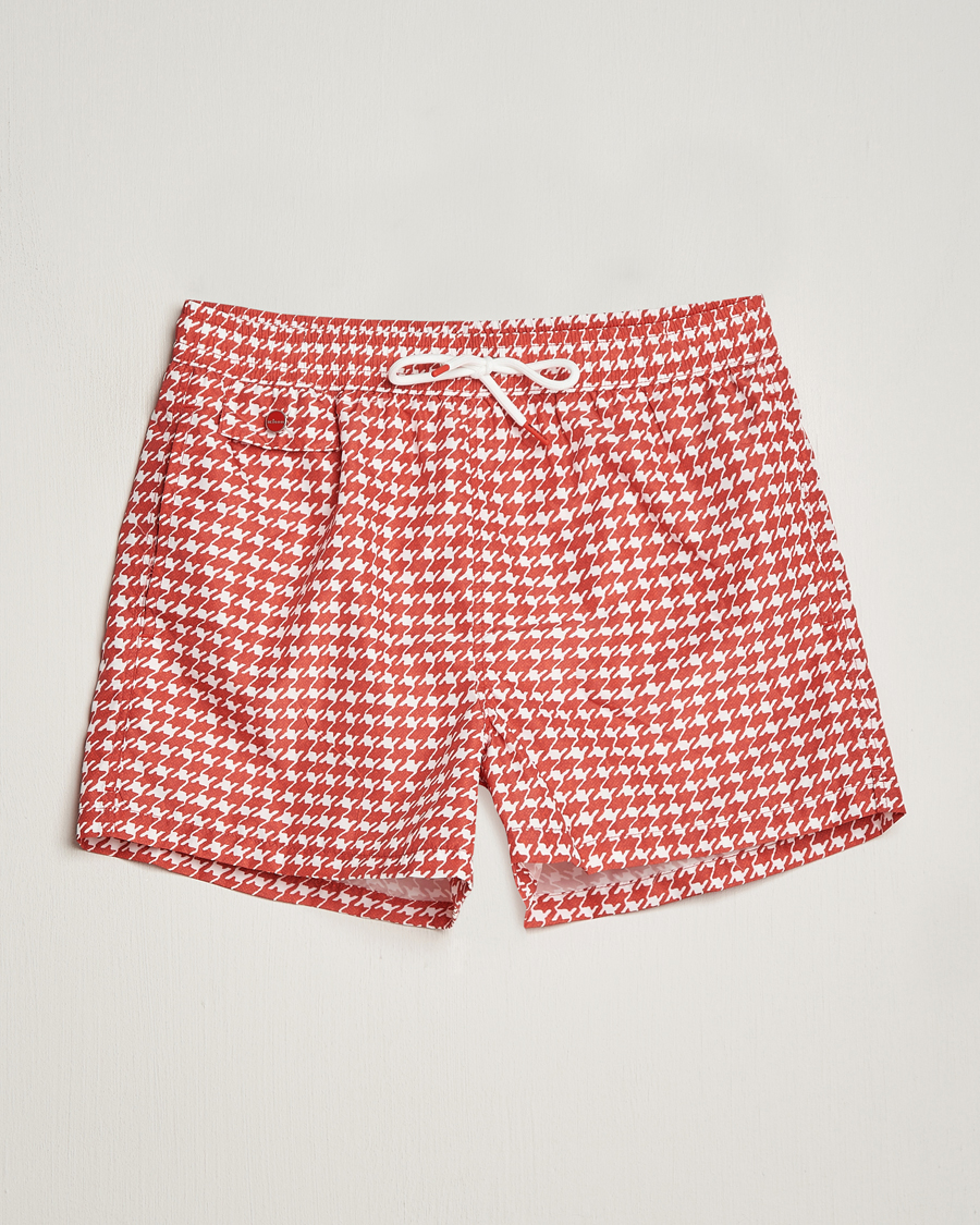 Herre | Badeshorts | Kiton | Printed Nylon Swim Shorts Red