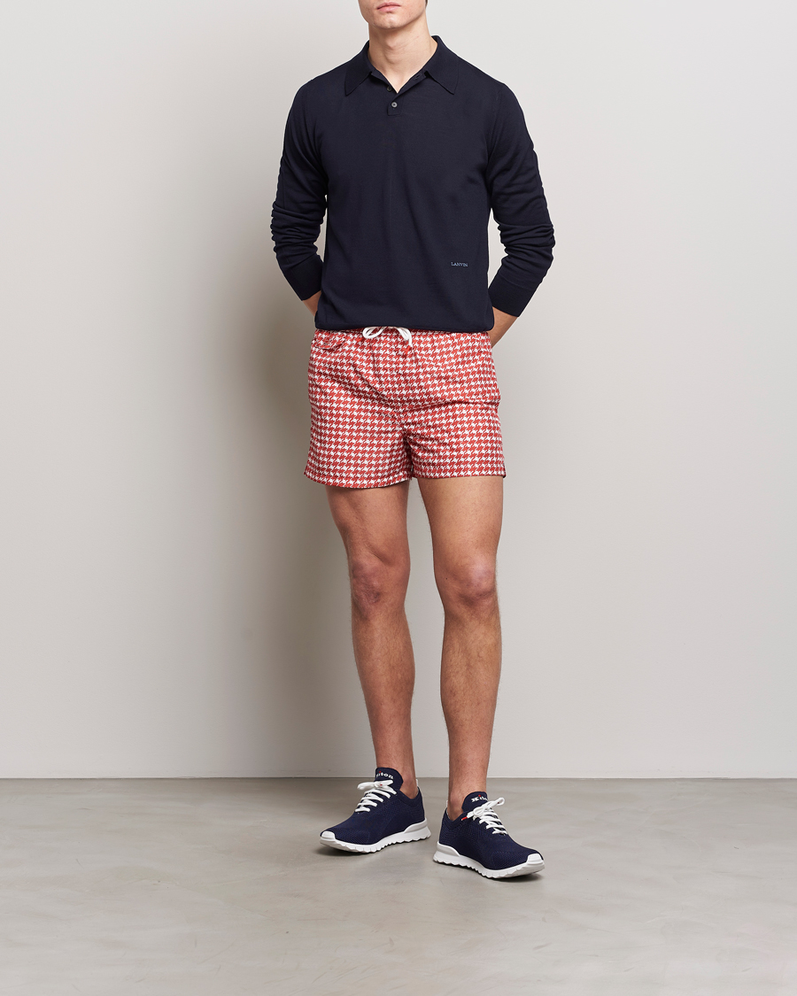 Herre | Badeshorts | Kiton | Printed Nylon Swim Shorts Red