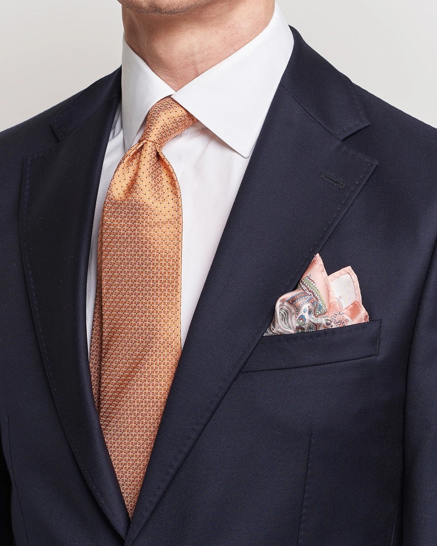 Men | Ties | Amanda Christensen | Box Set Silk Twill 8cm Tie With Pocket Square Orange
