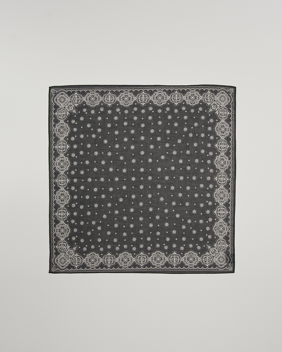 Herre | Amanda Christensen Cotton Voilé Printed Medallion Bandana Black | Amanda Christensen | Cotton Voilé Printed Medallion Bandana Black