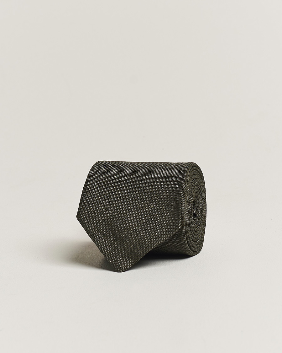 Herre | Slips | Amanda Christensen | Hopsack Linen 8cm Tie Dark Olive