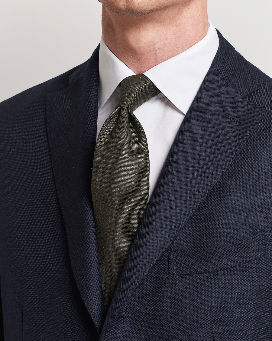 Herre | Slips | Amanda Christensen | Amanda ChristensenHopsack Linen 8cm TieDark Olive