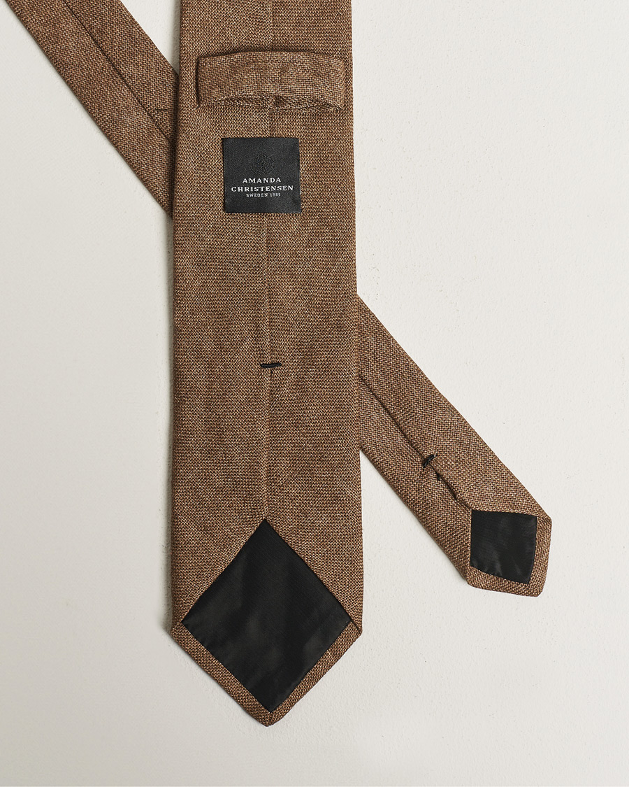 Herre | Amanda Christensen Hopsack Linen 8cm Tie Brown | Amanda Christensen | Hopsack Linen 8cm Tie Brown
