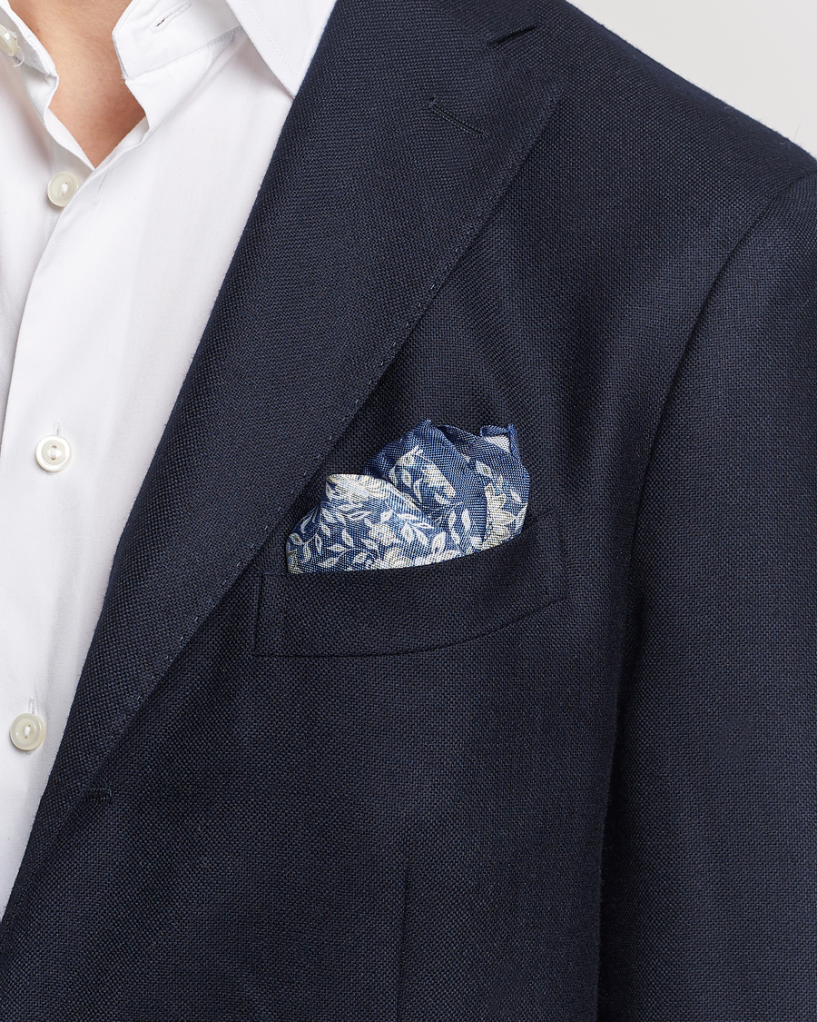 Herre | Assesoarer | Amanda Christensen | Silk Oxford Printed Flower Pocket Square Navy