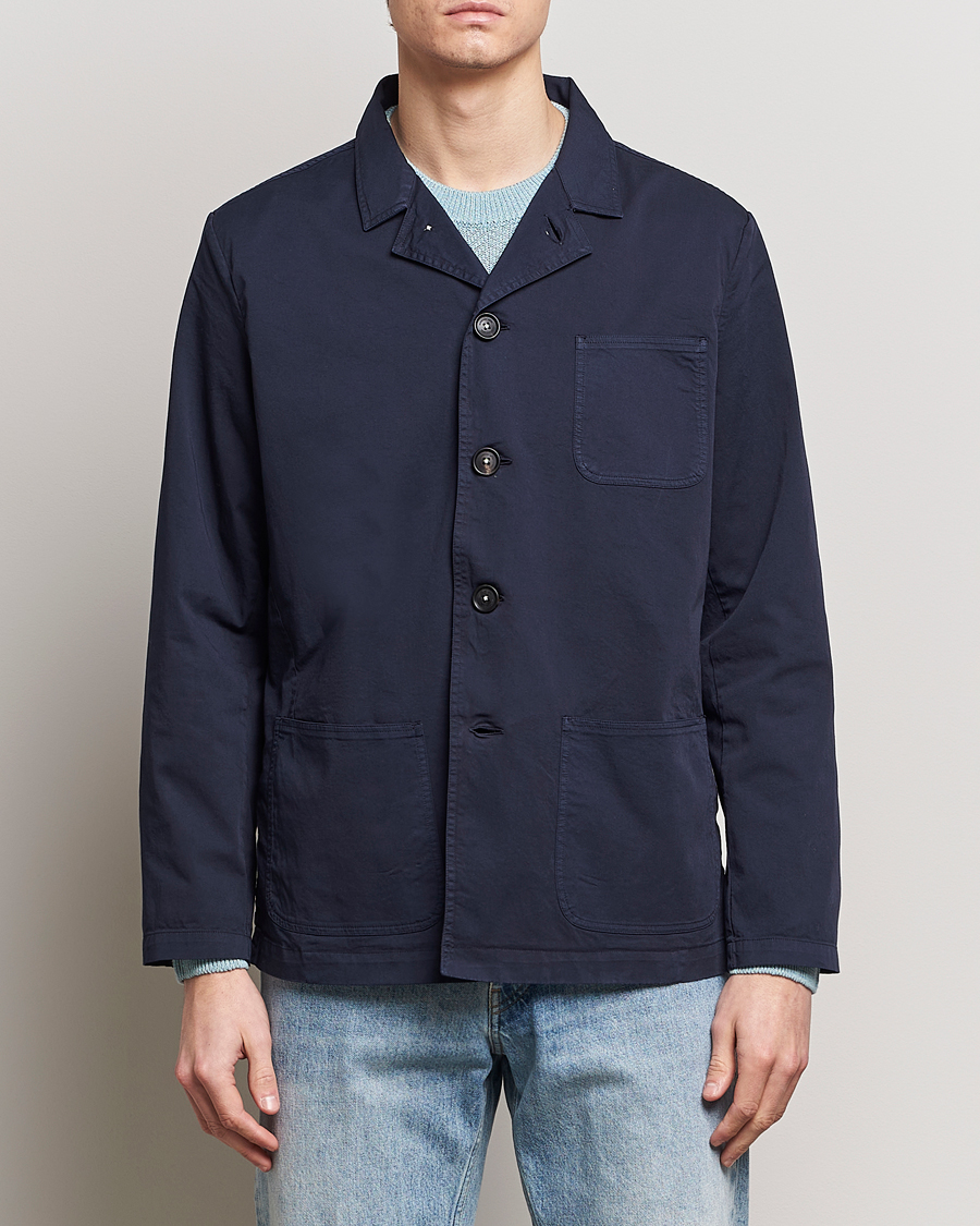 Herre | Massimo Alba | Massimo Alba | Florida Stone Washed Shirt Jacket Navy