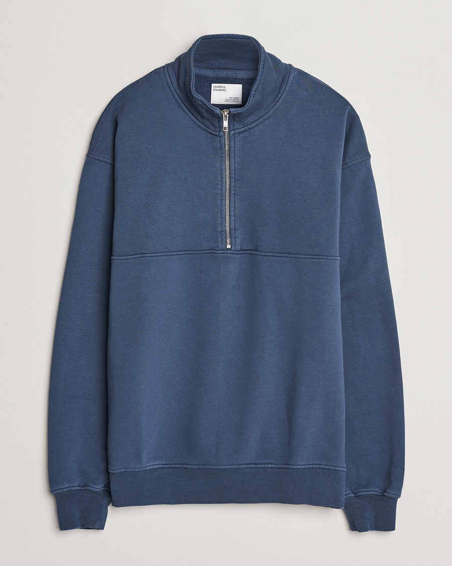 Herre | Gensere | Colorful Standard | Classic Organic Half-Zip Petrol Blue
