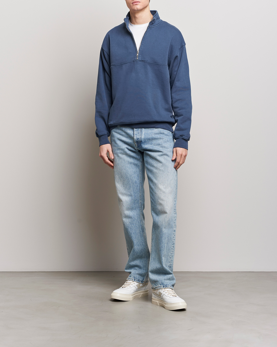 Herre | Gensere | Colorful Standard | Classic Organic Half-Zip Petrol Blue