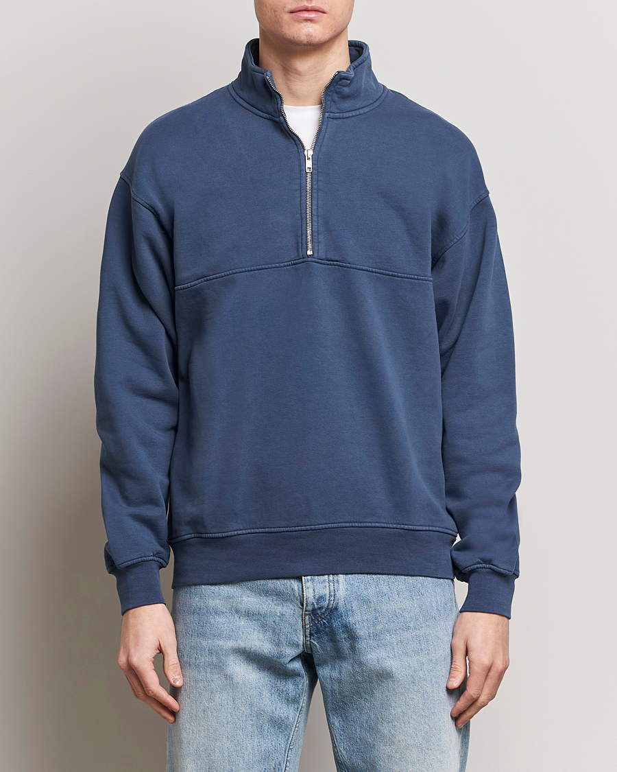 Herre | Gensere | Colorful Standard | Classic Organic Half-Zip Petrol Blue