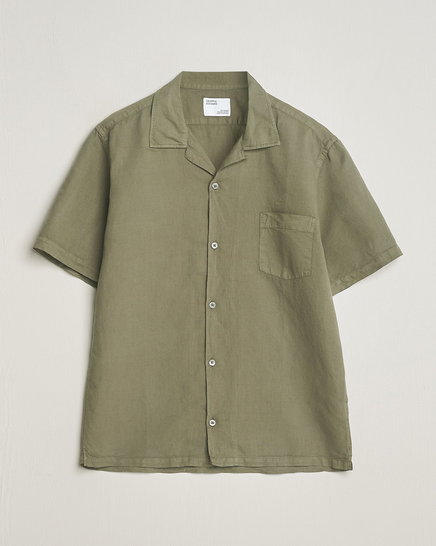 Herre | Skjorter | Colorful Standard | Cotton/Linen Short Sleeve Shirt Dusty Olive