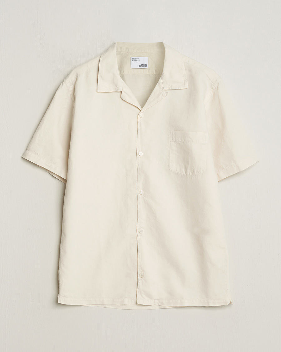 Herre | Skjorter | Colorful Standard | Cotton/Linen Short Sleeve Shirt Ivory White