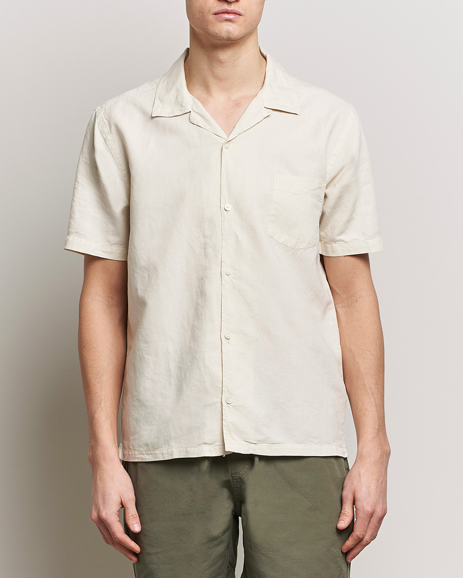 Herre | Avdelinger | Colorful Standard | Cotton/Linen Short Sleeve Shirt Ivory White