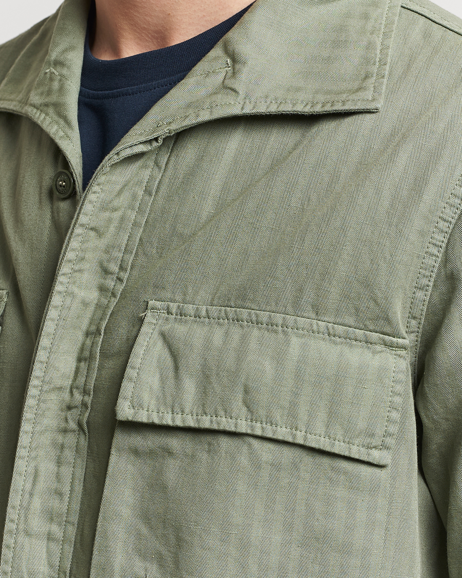Herre | Jakker | Aspesi | Cotton Herringbone Shirt Jacket Sage