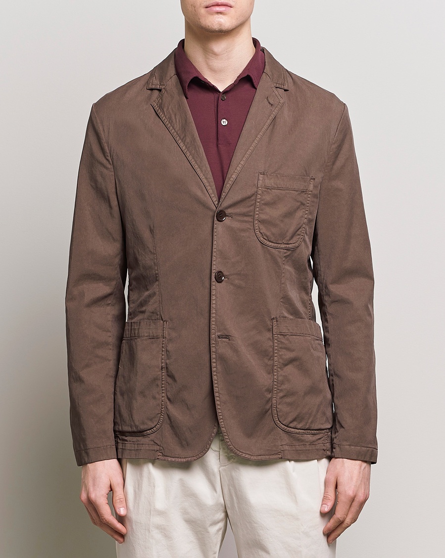 Herre | Italian Department | Aspesi | Samuraki Washed Cotton Blazer Dark Brown