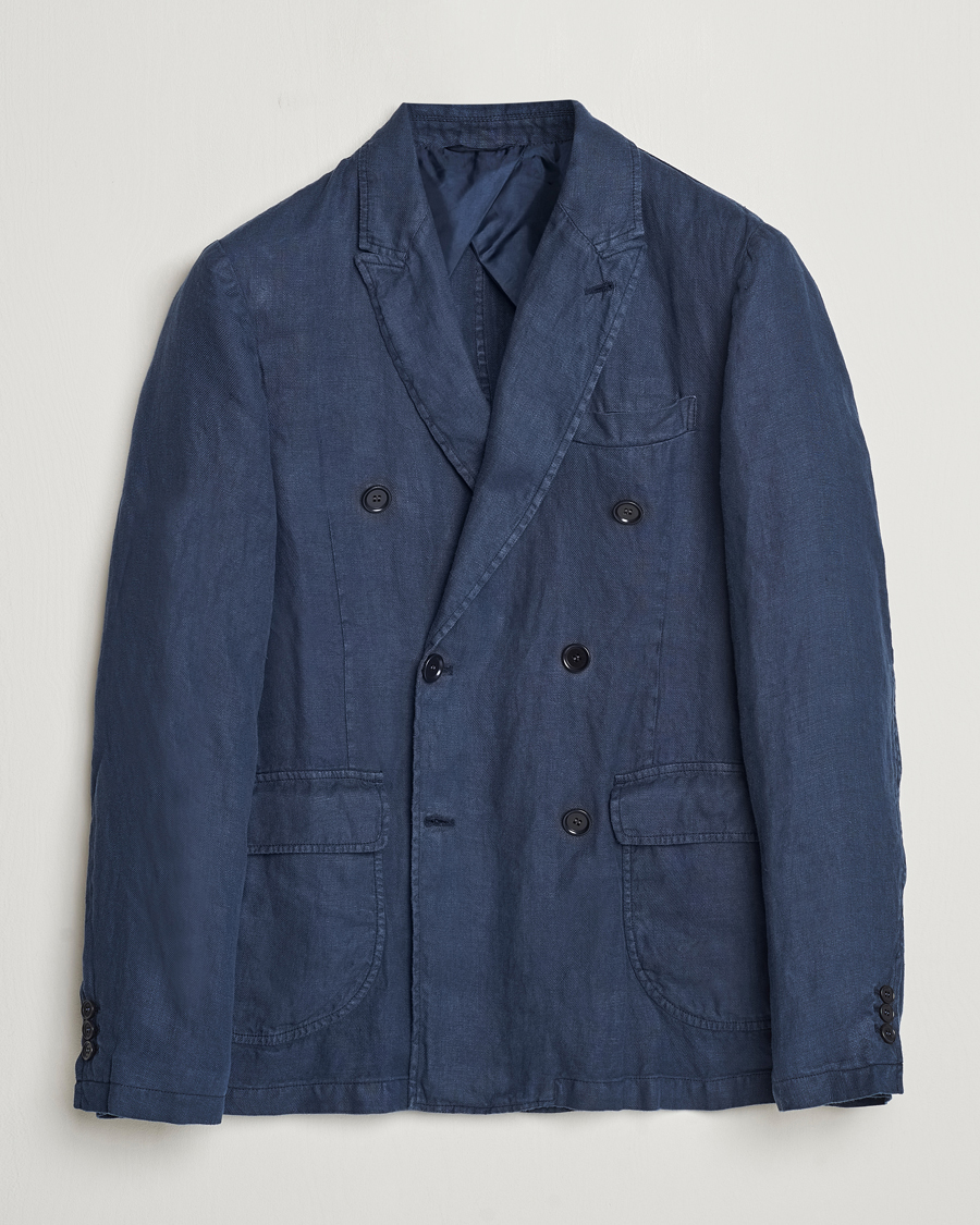 Herre | Dressjakker | Aspesi | Sugimoto Double Breasted Hemp Blazer Navy