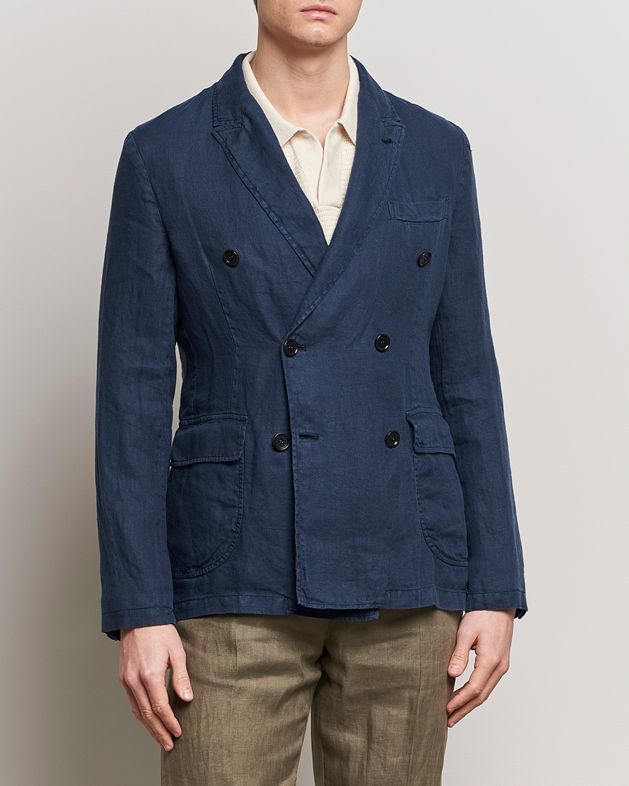 Herr |  | Aspesi | Sugimoto Double Breasted Hemp Blazer Navy