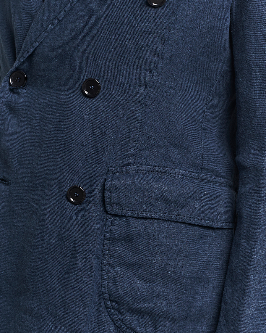 Herre | Dressjakker | Aspesi | Sugimoto Double Breasted Hemp Blazer Navy