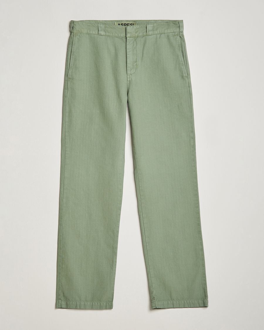 Herre | Bukser | Aspesi | Cotton Herringbone Pants Sage