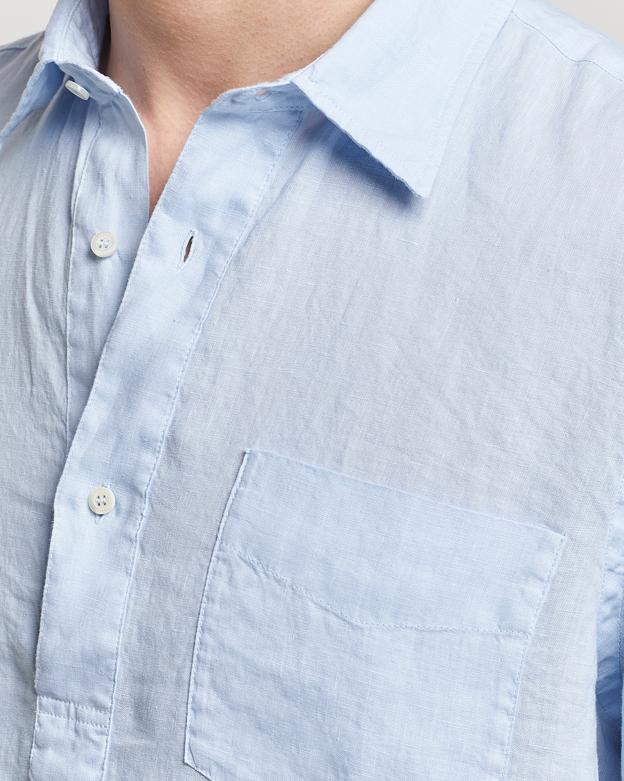 Herre | Skjorter | Aspesi | Linen Popover Shirt Light Blue