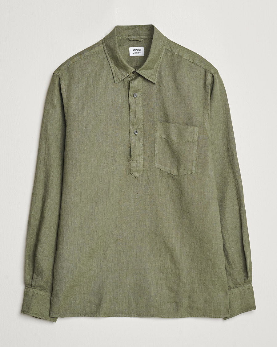 Herre | Skjorter | Aspesi | Linen Popover Shirt Military