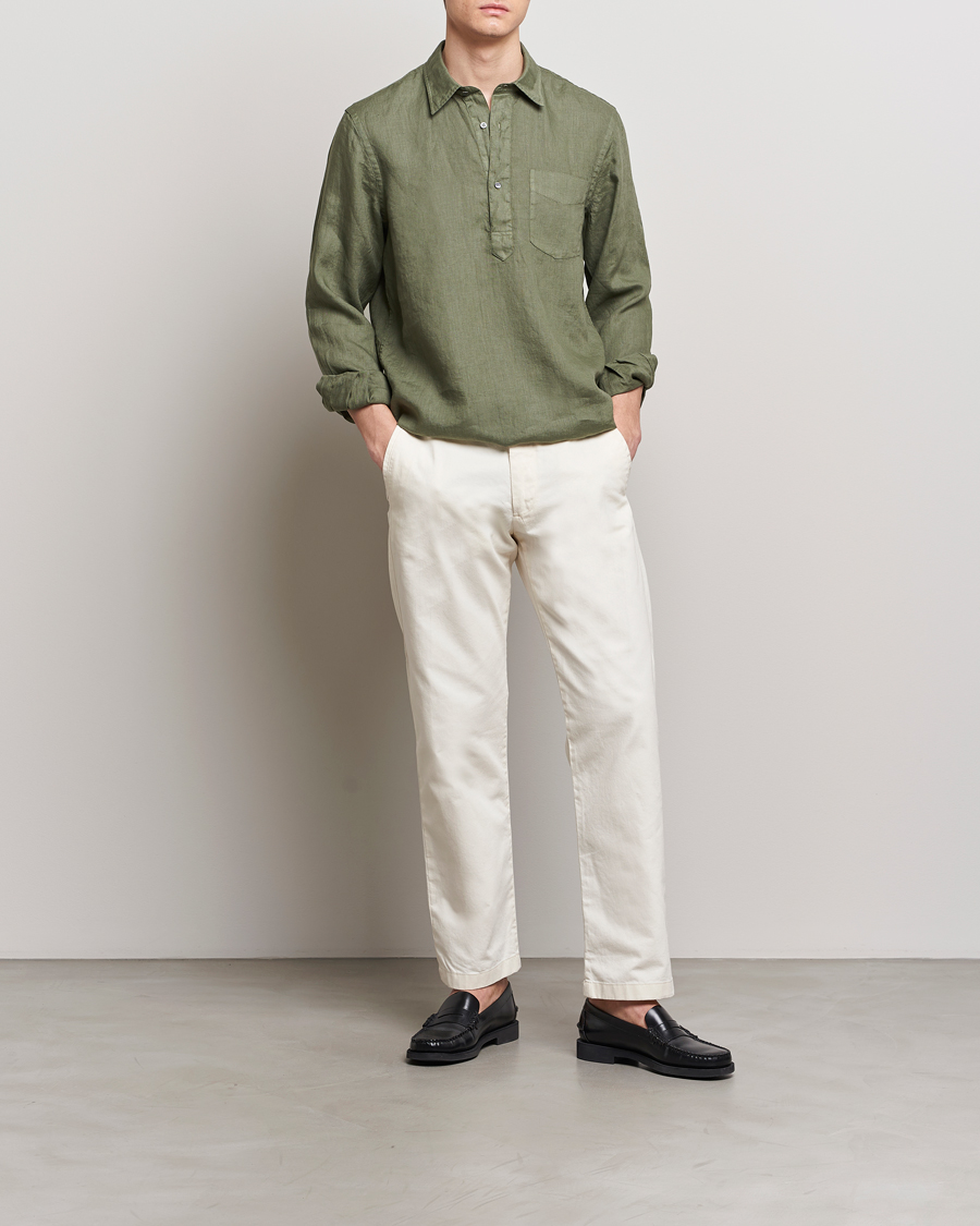 Herre | Skjorter | Aspesi | Linen Popover Shirt Military