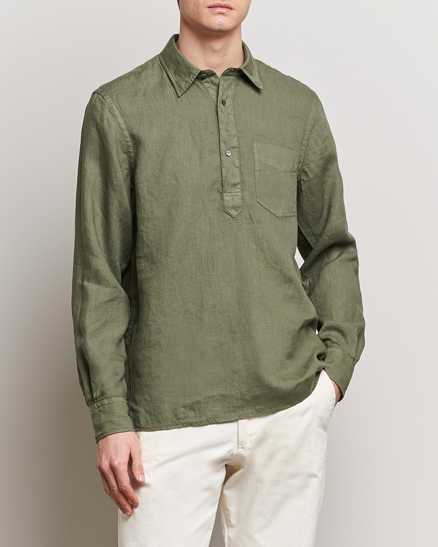 Herre | Klær | Aspesi | Linen Popover Shirt Military