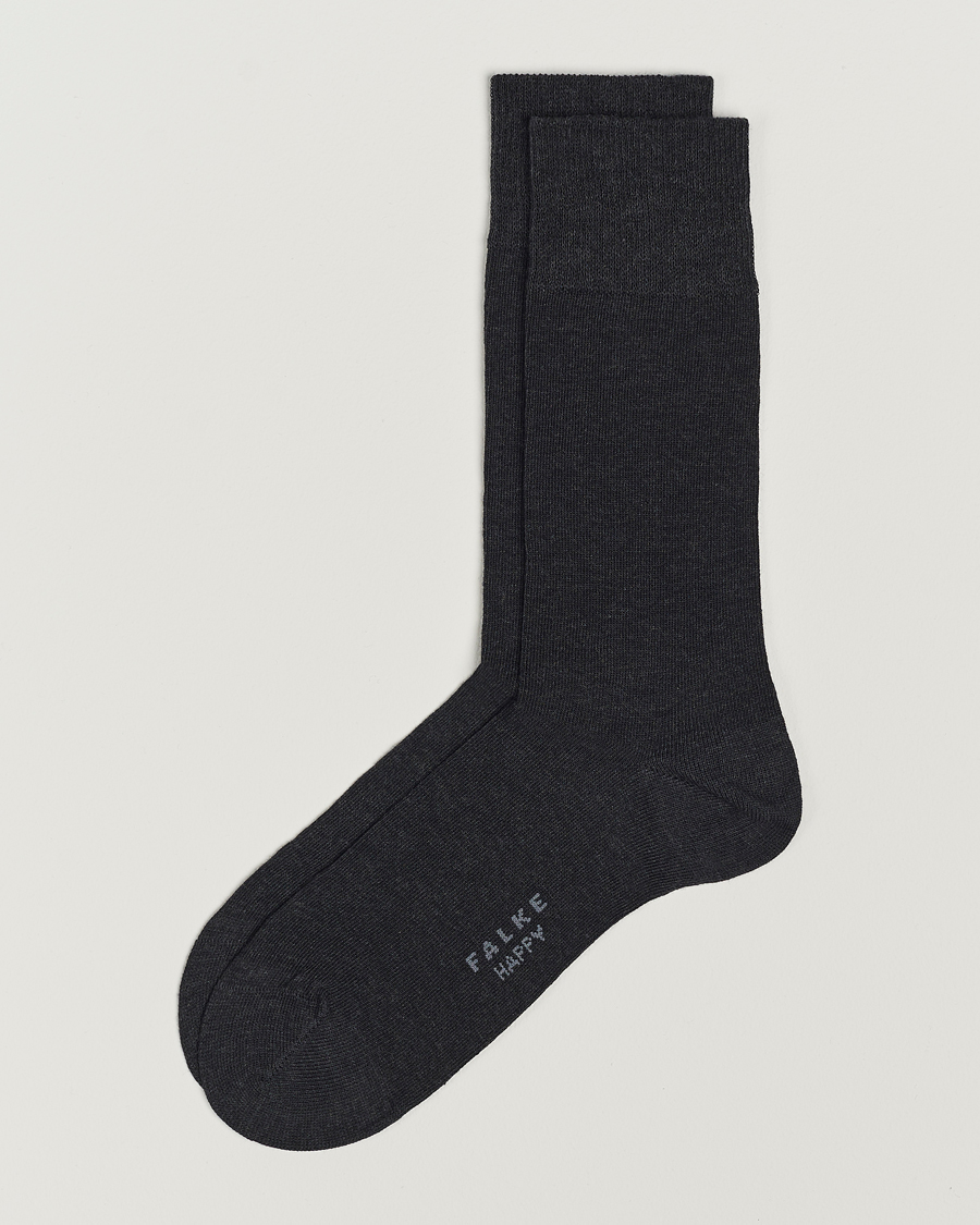 Herre | Undertøy | Falke | Happy 2-Pack Cotton Socks Anthracite Melange