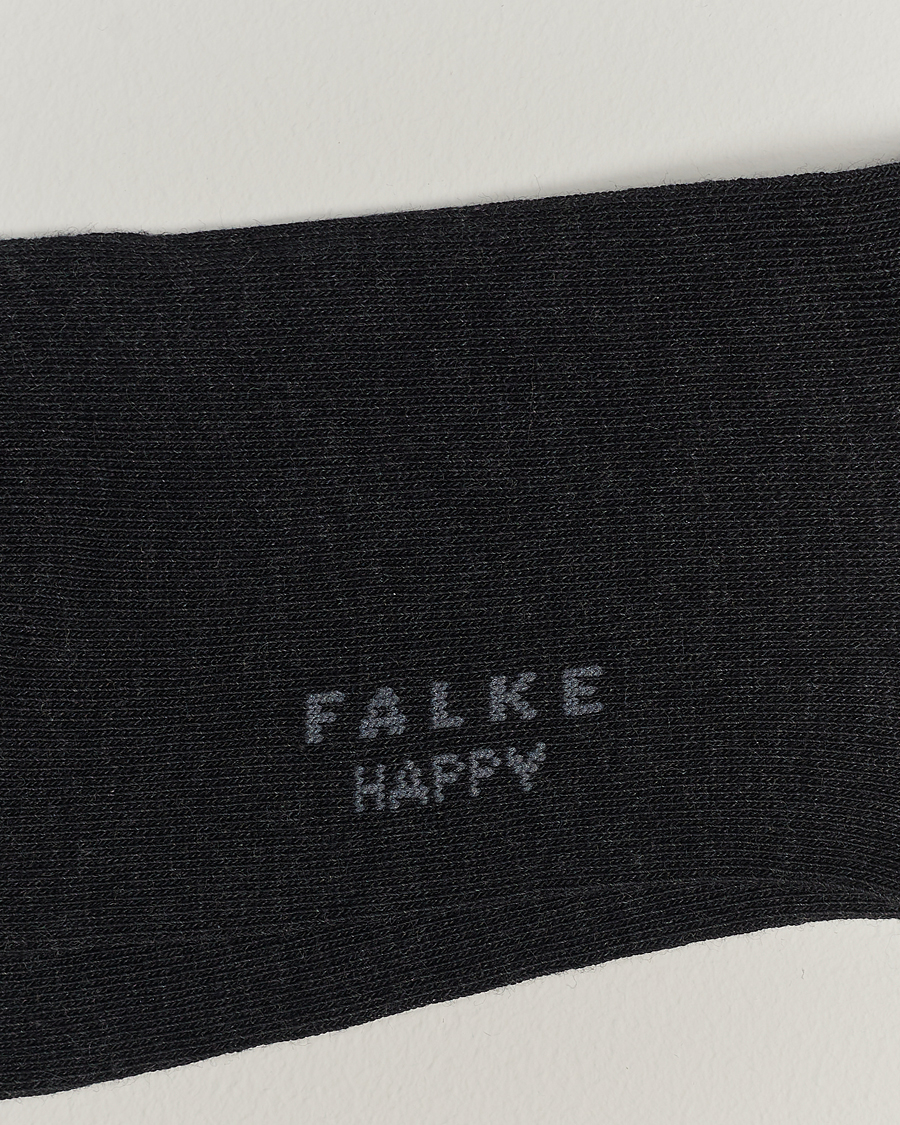 Herre | Undertøy | Falke | Happy 2-Pack Cotton Socks Anthracite Melange