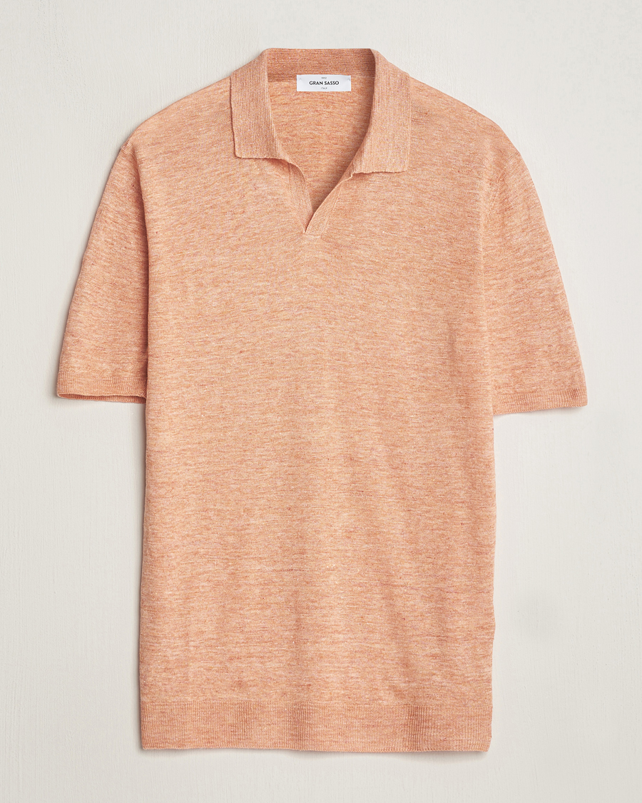 Herre | Pikéer | Gran Sasso | Knitted Linen Polo Orange