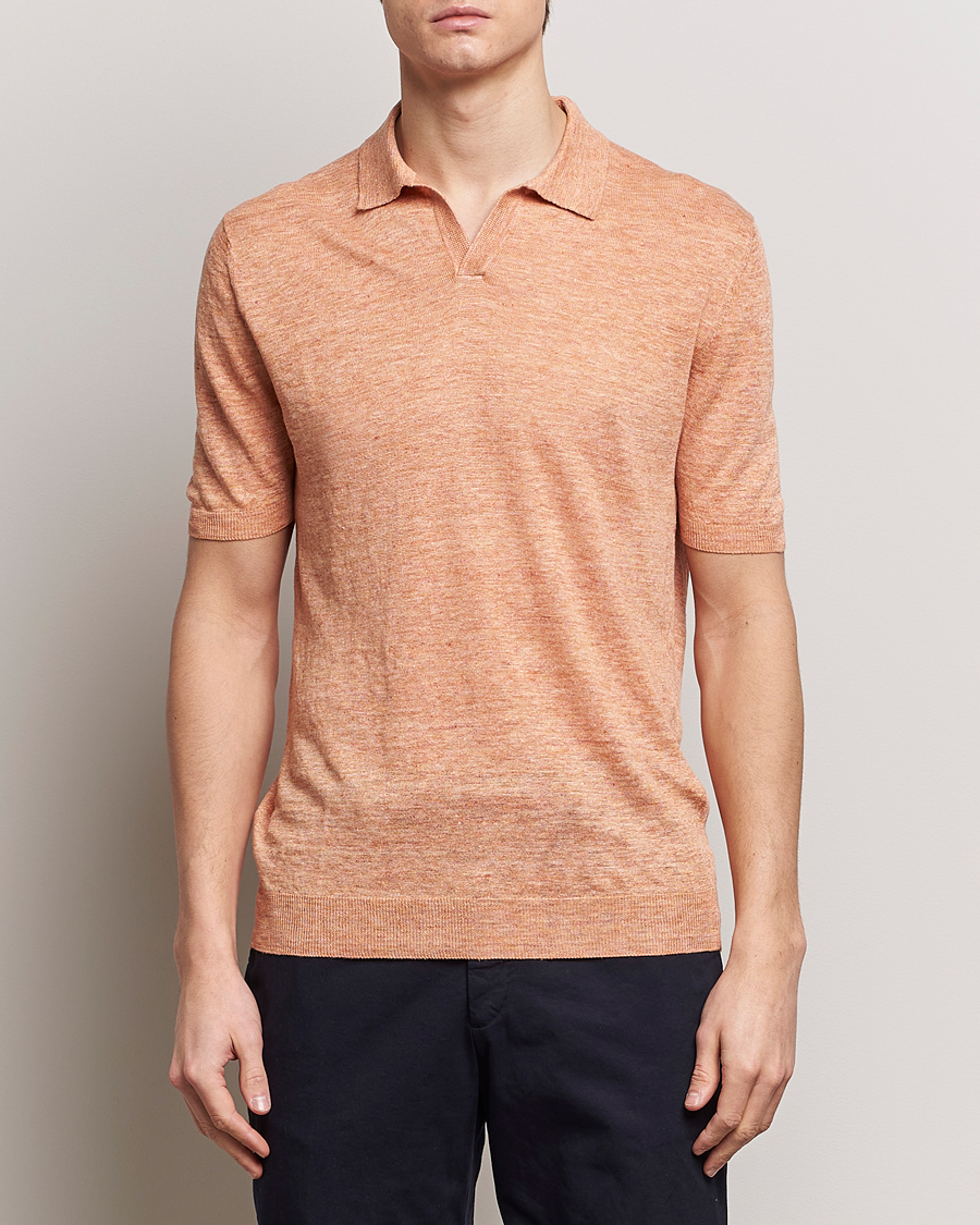 Herre | Klær | Gran Sasso | Knitted Linen Polo Orange