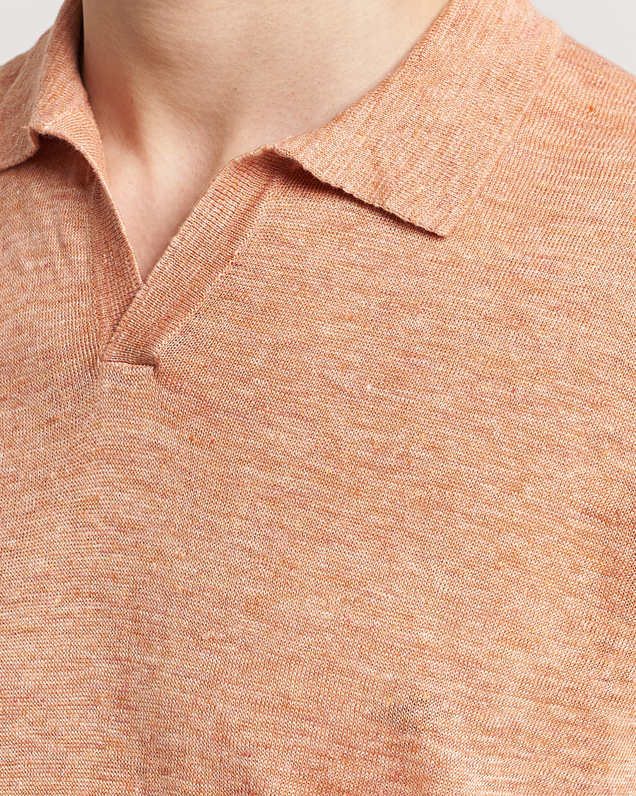 Herre | Pikéer | Gran Sasso | Knitted Linen Polo Orange