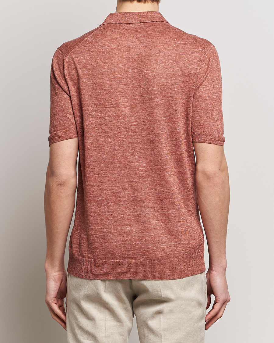 Herre | Pikéer | Gran Sasso | Knitted Linen Polo Rust Melange
