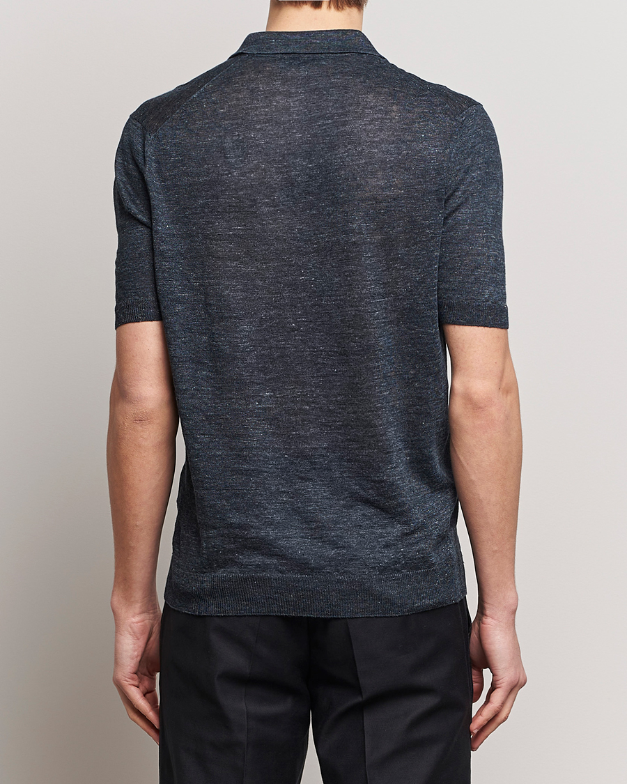 Herre | Pikéer | Gran Sasso | Knitted Linen Polo Navy