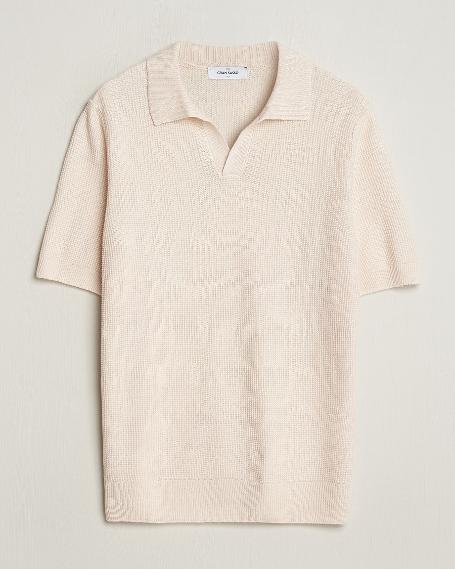 Herre | Pikéer | Gran Sasso | Linen/Cotton Open Collar Polo Cream