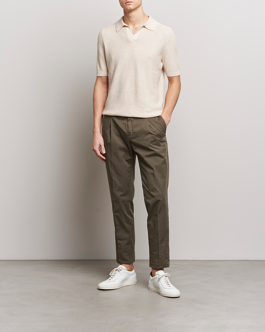 Herre | Pikéer | Gran Sasso | Linen/Cotton Open Collar Polo Cream