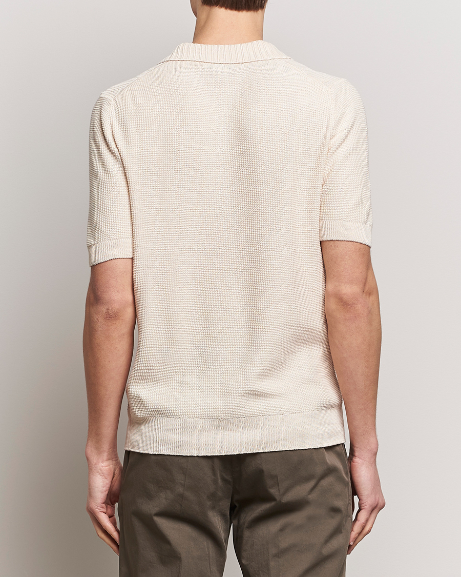 Herre | Pikéer | Gran Sasso | Linen/Cotton Open Collar Polo Cream