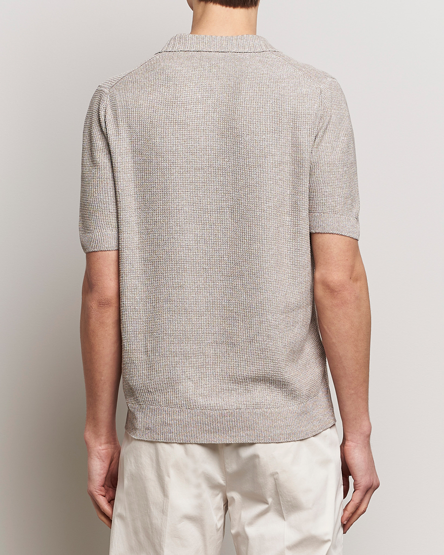 Herre | Pikéer | Gran Sasso | Linen/Cotton Open Collar Polo Beige Melange