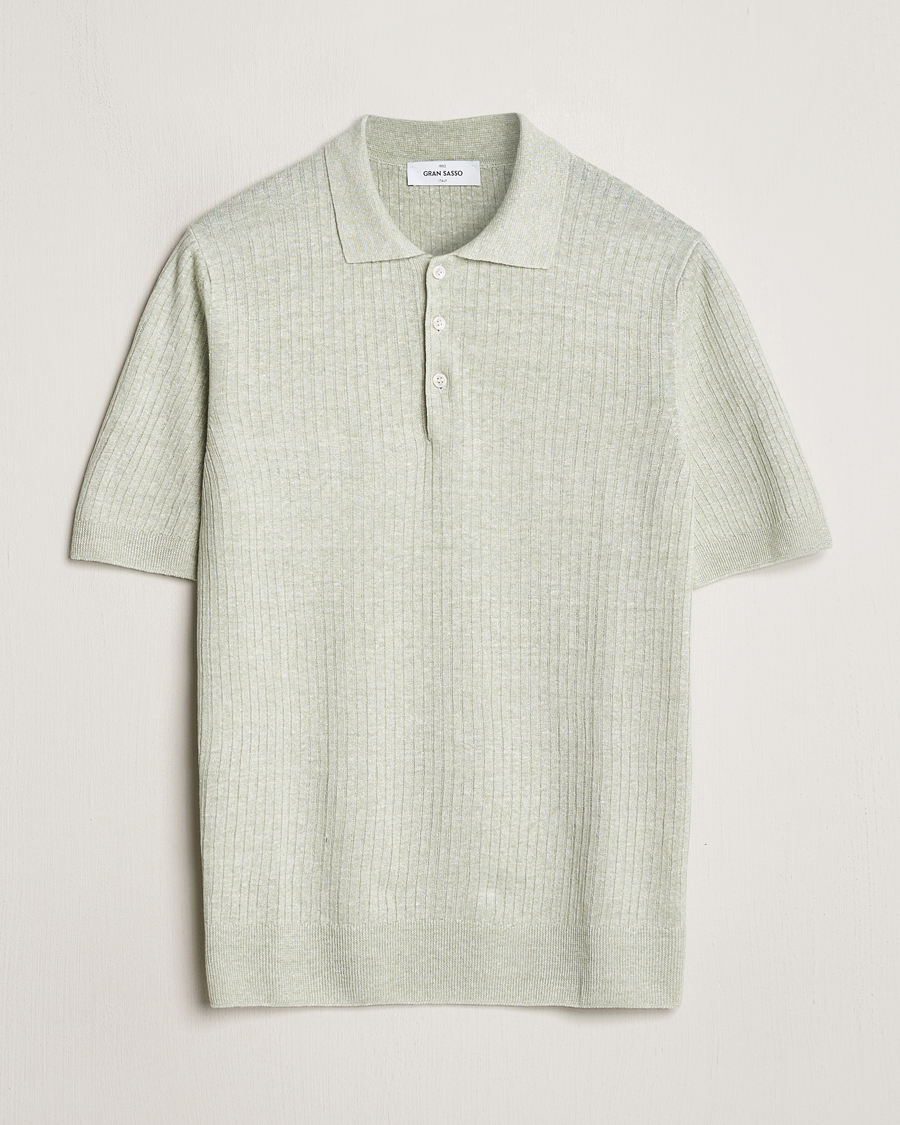 Herre | Pikéer | Gran Sasso | Linen/Cotton Structured Polo Light Green