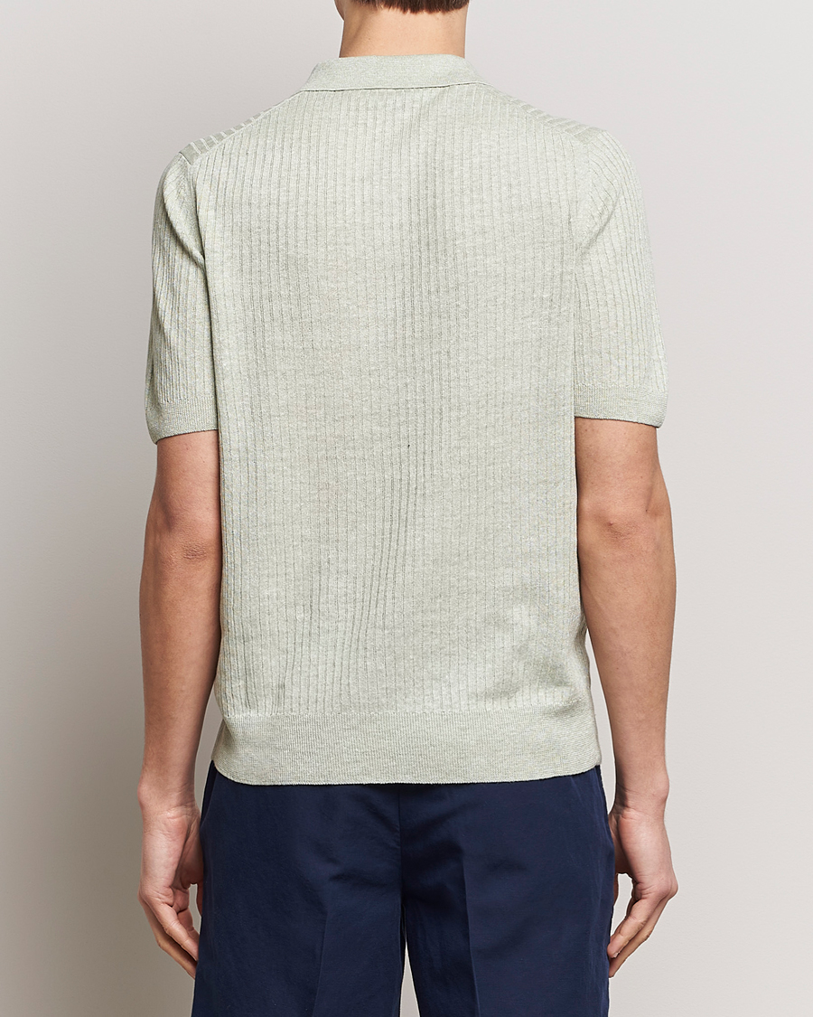 Herre | Pikéer | Gran Sasso | Linen/Cotton Structured Polo Light Green