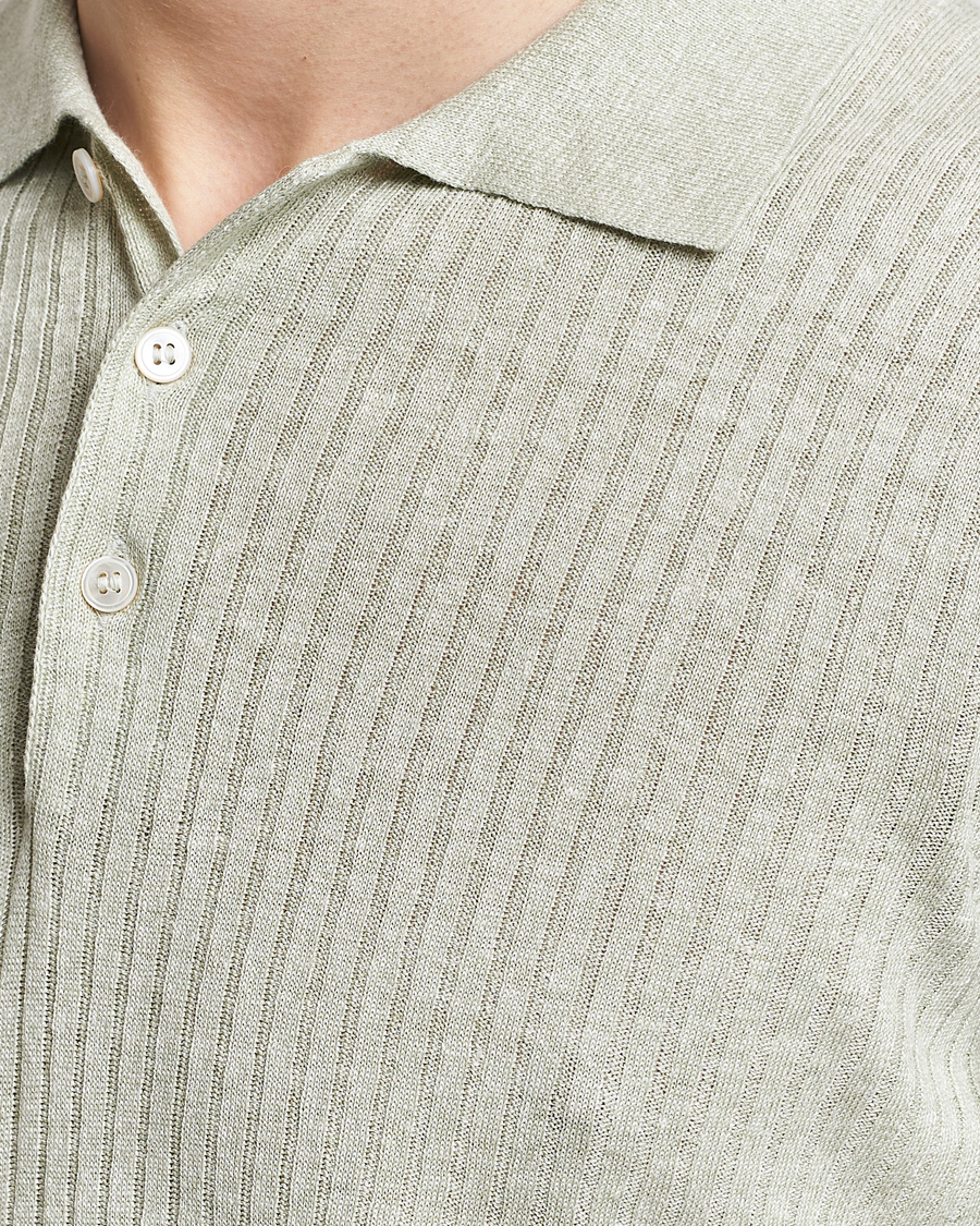 Herre | Pikéer | Gran Sasso | Linen/Cotton Structured Polo Light Green