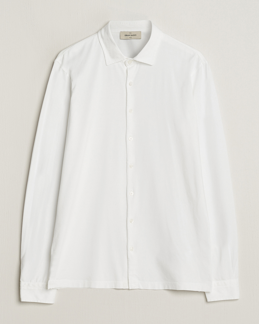 Herre | Skjorter | Gran Sasso | Washed Cotton Jersey Shirt White