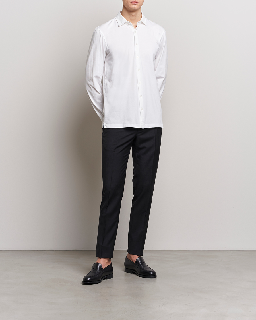 Herre | Skjorter | Gran Sasso | Washed Cotton Jersey Shirt White