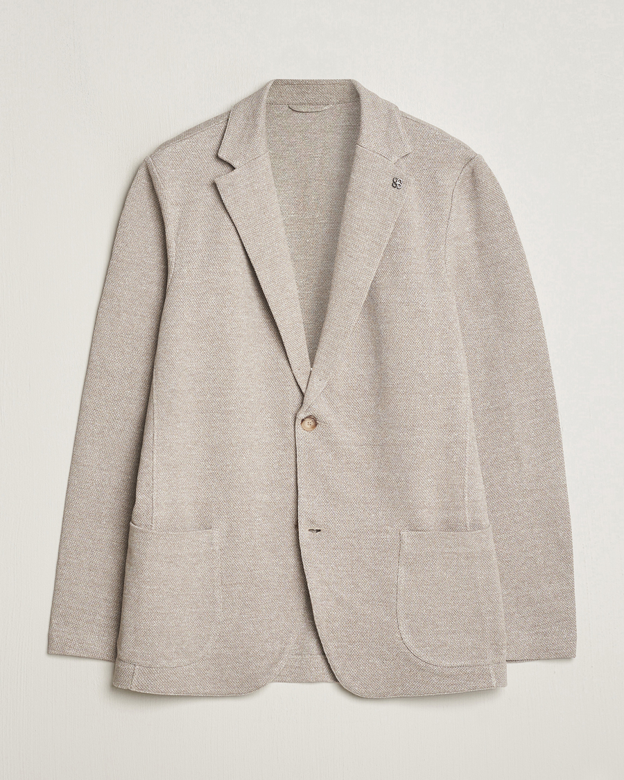Herre | Dressjakker | Gran Sasso | Structured Cotton/Linen Blazer Beige Melange