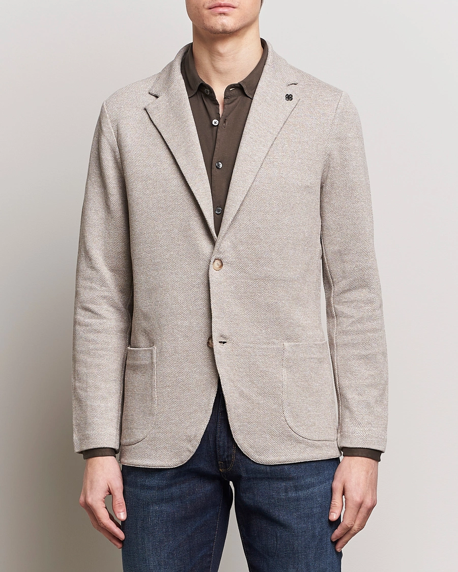 Herre | Strikkede blazere | Gran Sasso | Structured Cotton/Linen Blazer Beige Melange