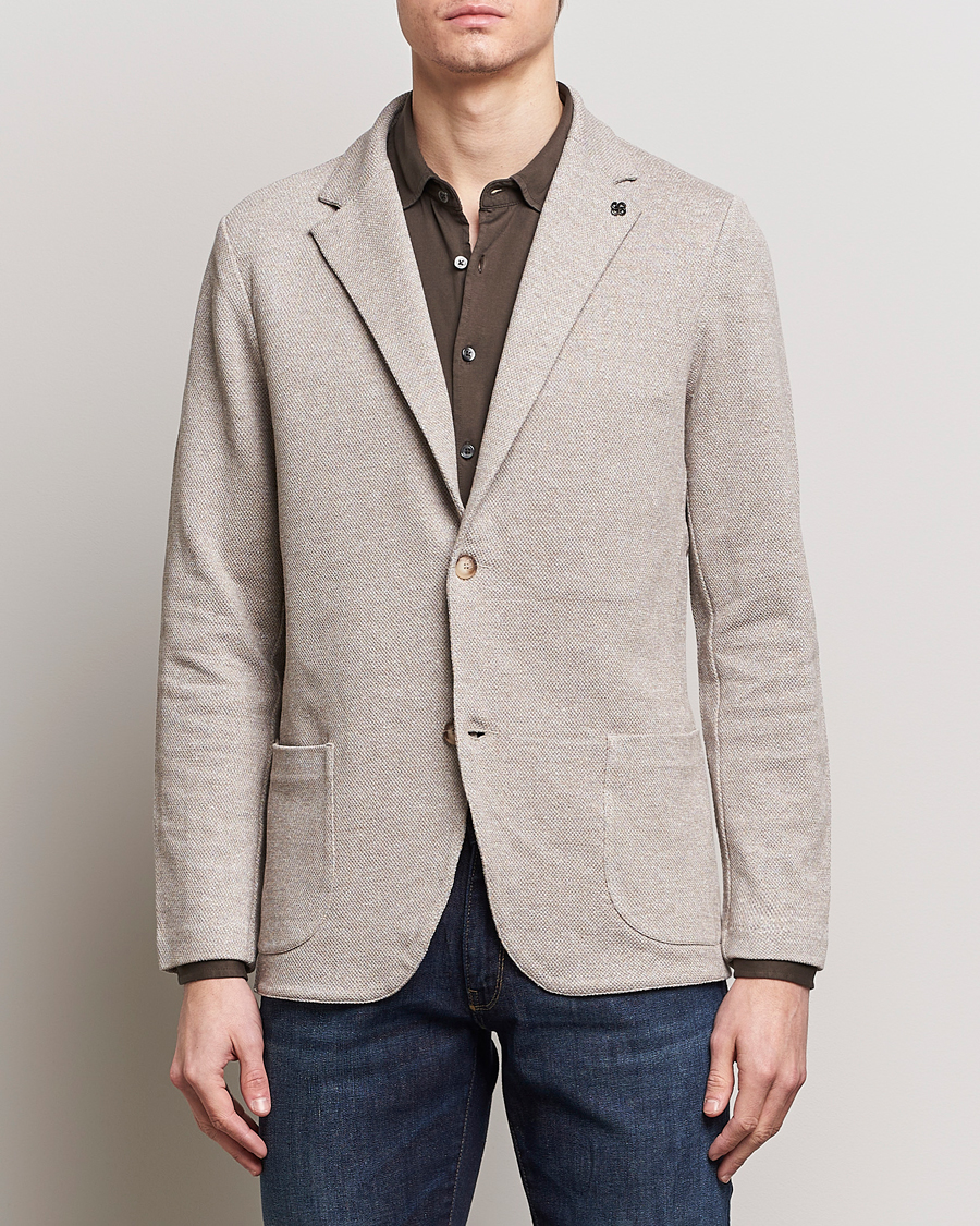 Herre | Strikkede blazere | Gran Sasso | Structured Cotton/Linen Blazer Beige Melange