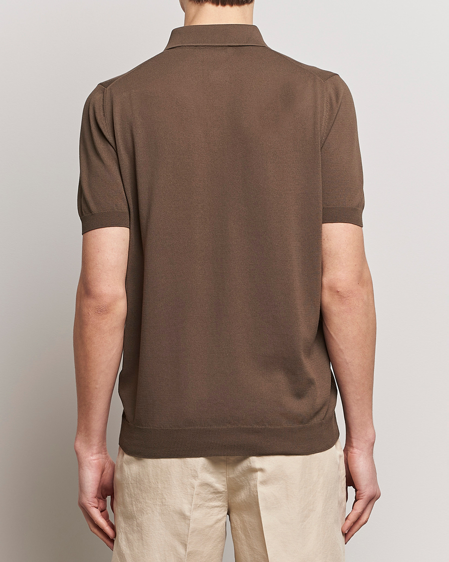 Herre | Pikéer | Gran Sasso | Cotton Knitted Polo Dark Brown